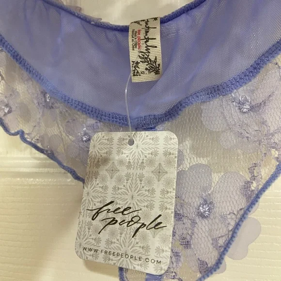 New 2 pc Free People Lavender Chemise Floral Appliqué Dress with Panties